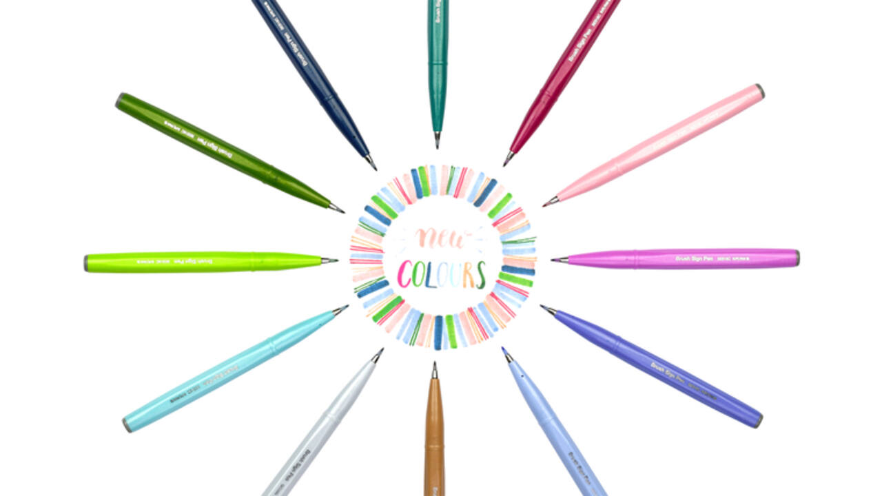 Brushpen Pentel Sign SES15C pastel assorti doos à 12 stuks