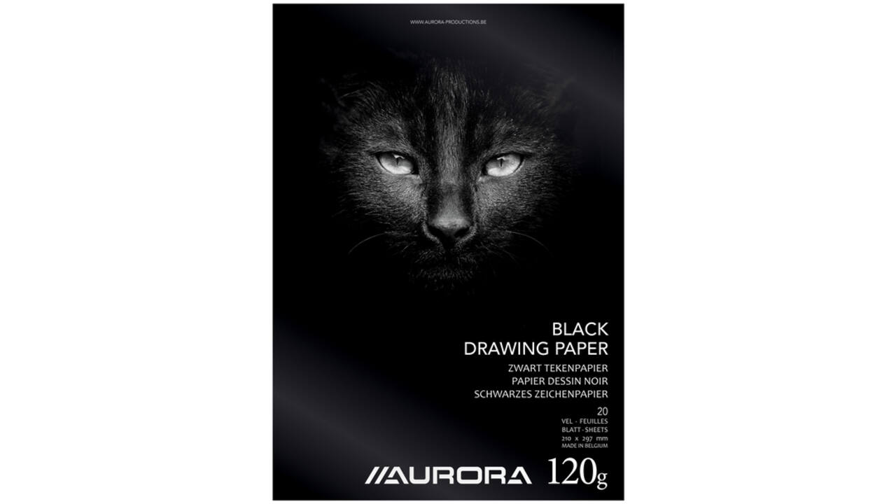 Tekenblok Aurora A4 20 vel 120 gram zwart tekenpapier