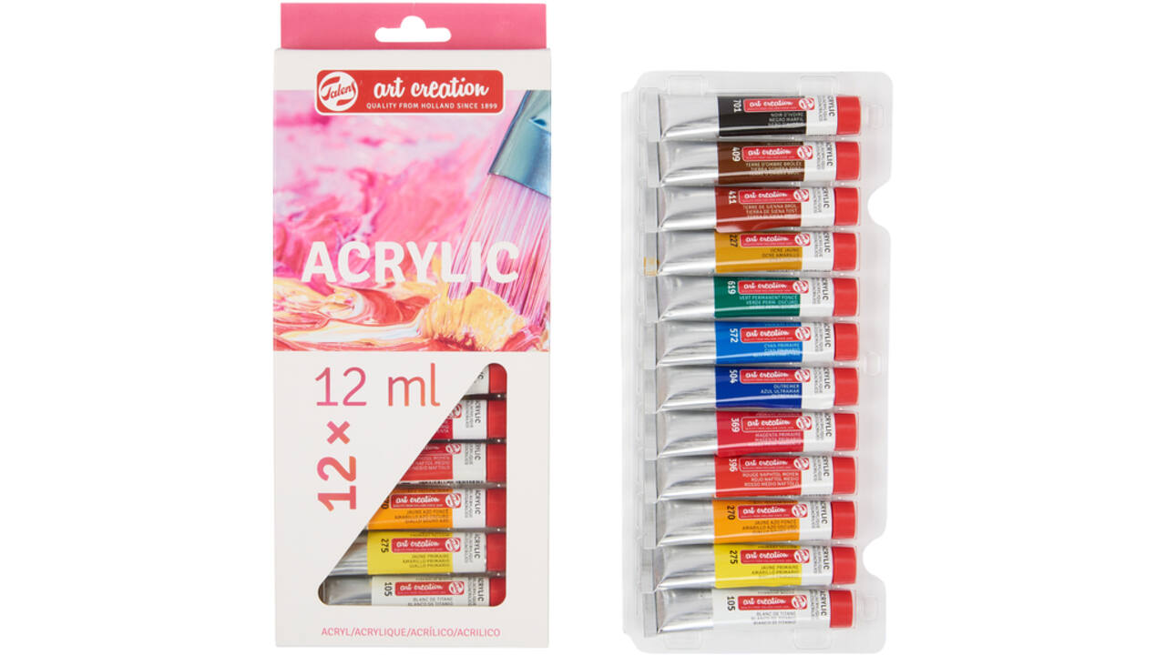 Acrylverf Talens Art Creation met stappenplan 12ml set à 12 kleuren