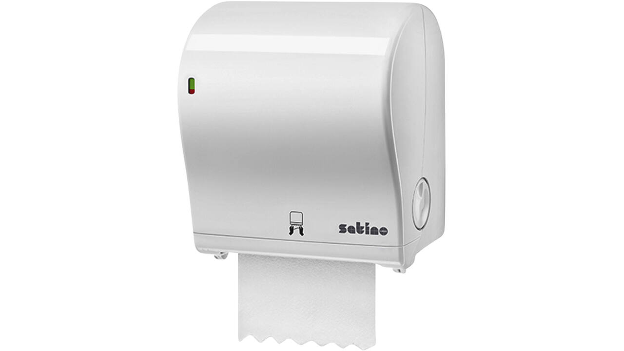 Handdoekroldispenser Satino AutoCut PT1 midi wit 331520