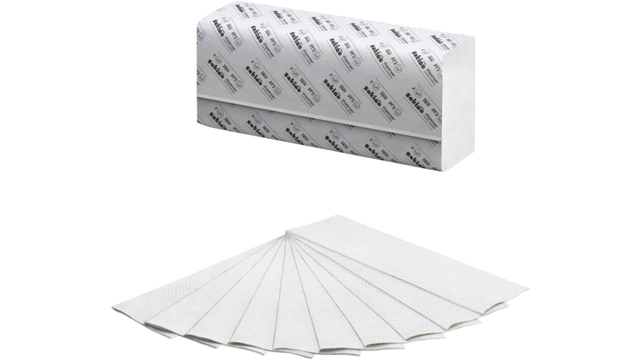 Handdoek Satino Prestige PT2 w-vouw 2-laags 20,6x32cm wit 276600