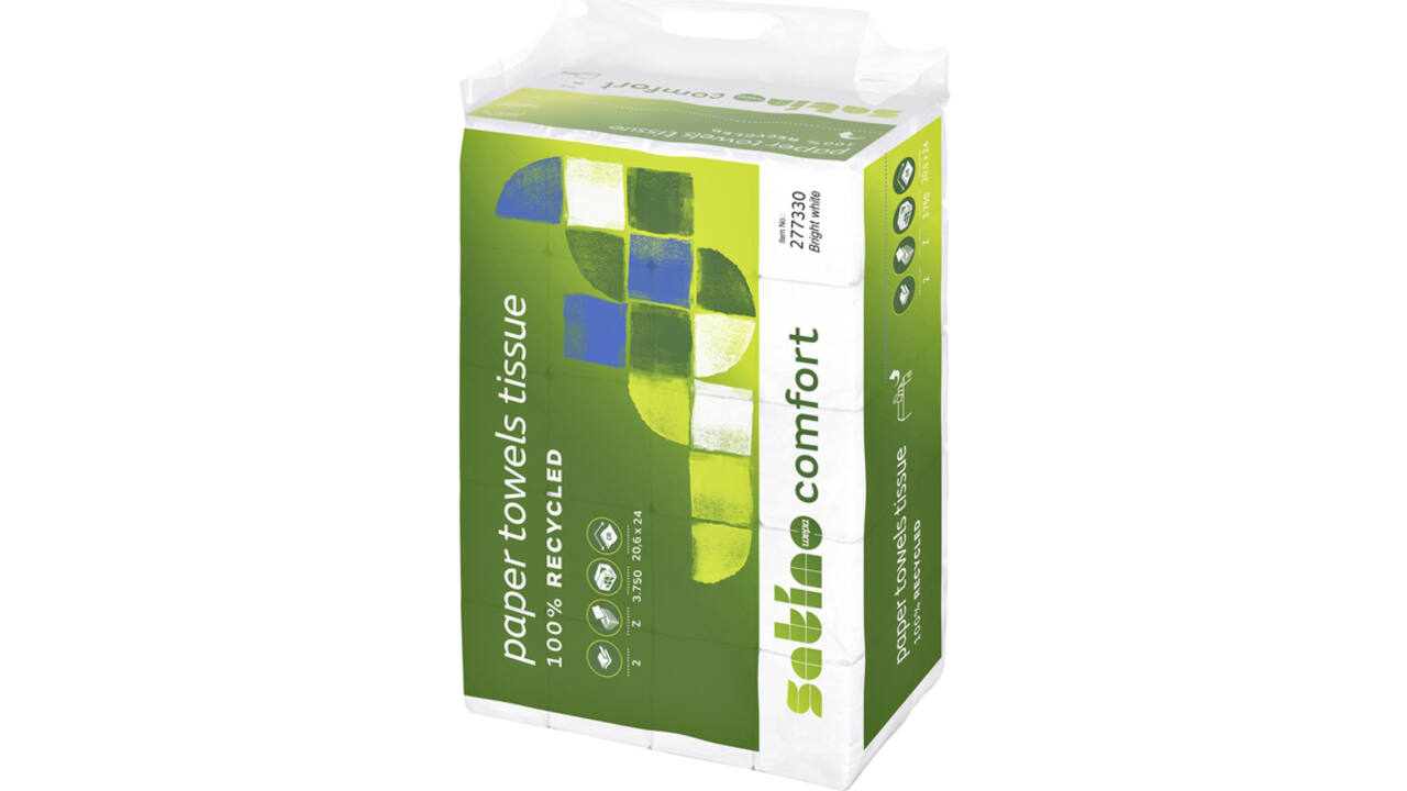 Handdoek Satino Comfort PT2 z-vouw 2-laags 20,6x24cm wit 277330