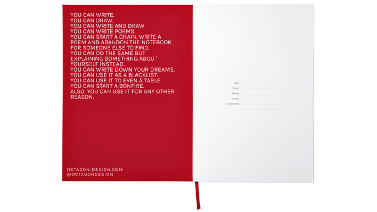 Notitieboek Octàgon DUNNO A5 135x200mm dots rood