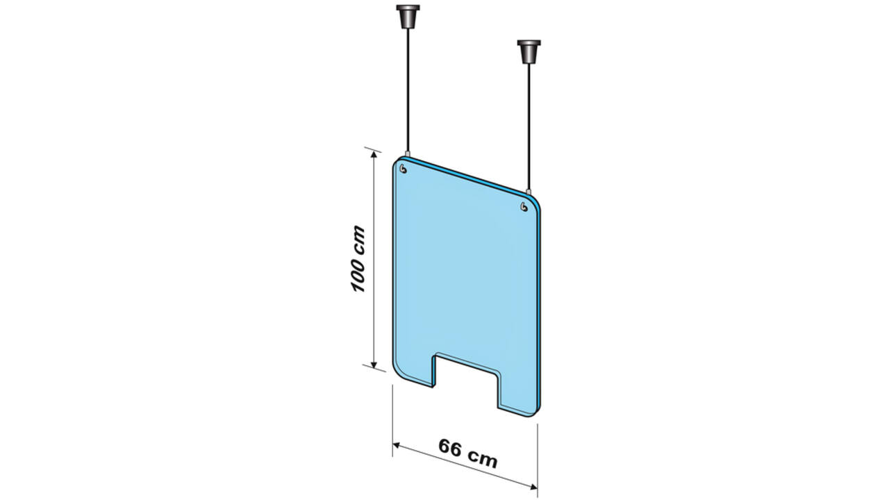 Hygiënescherm Exacompta hangend met opening 100x66cm transparant