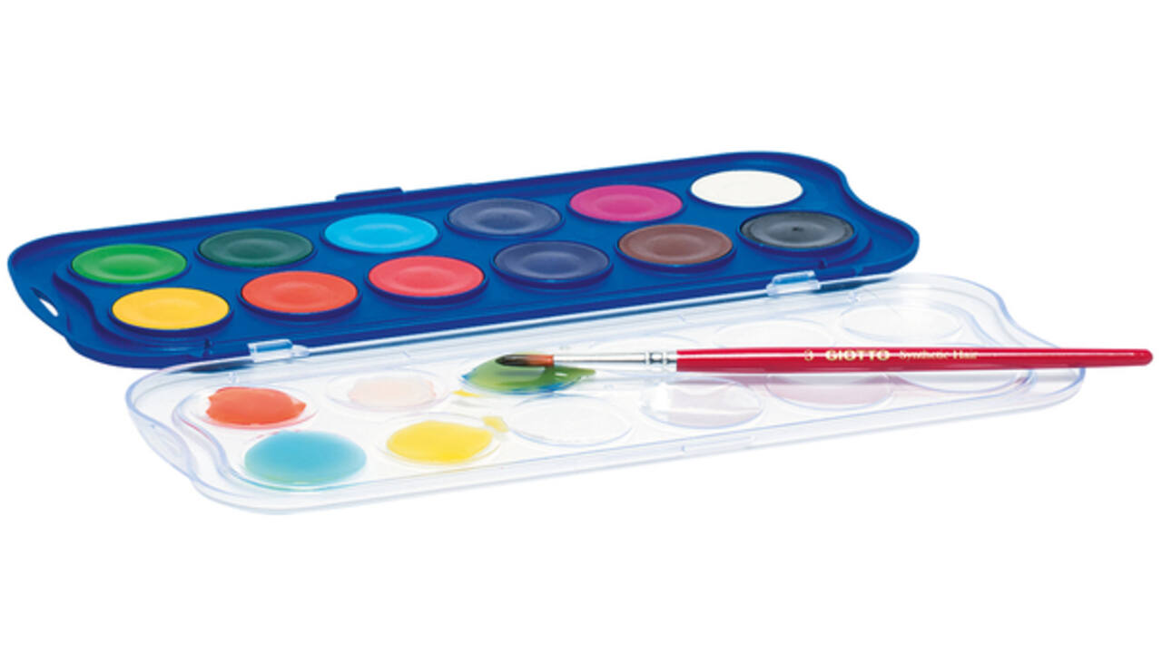 Gouache Giotto 30mm doos à 12 kleuren met penseel