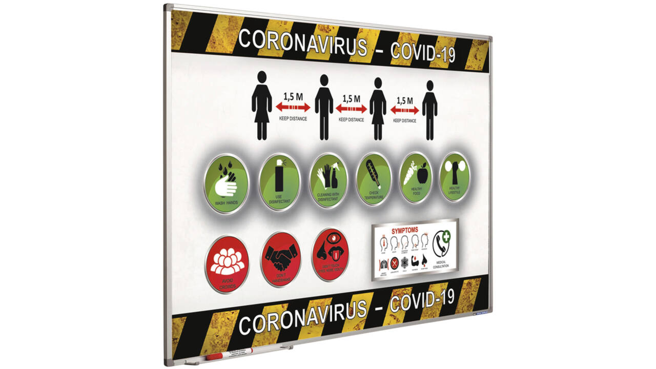 Preventiebord Corona maatregelen Nederlandstalig 60x90cm