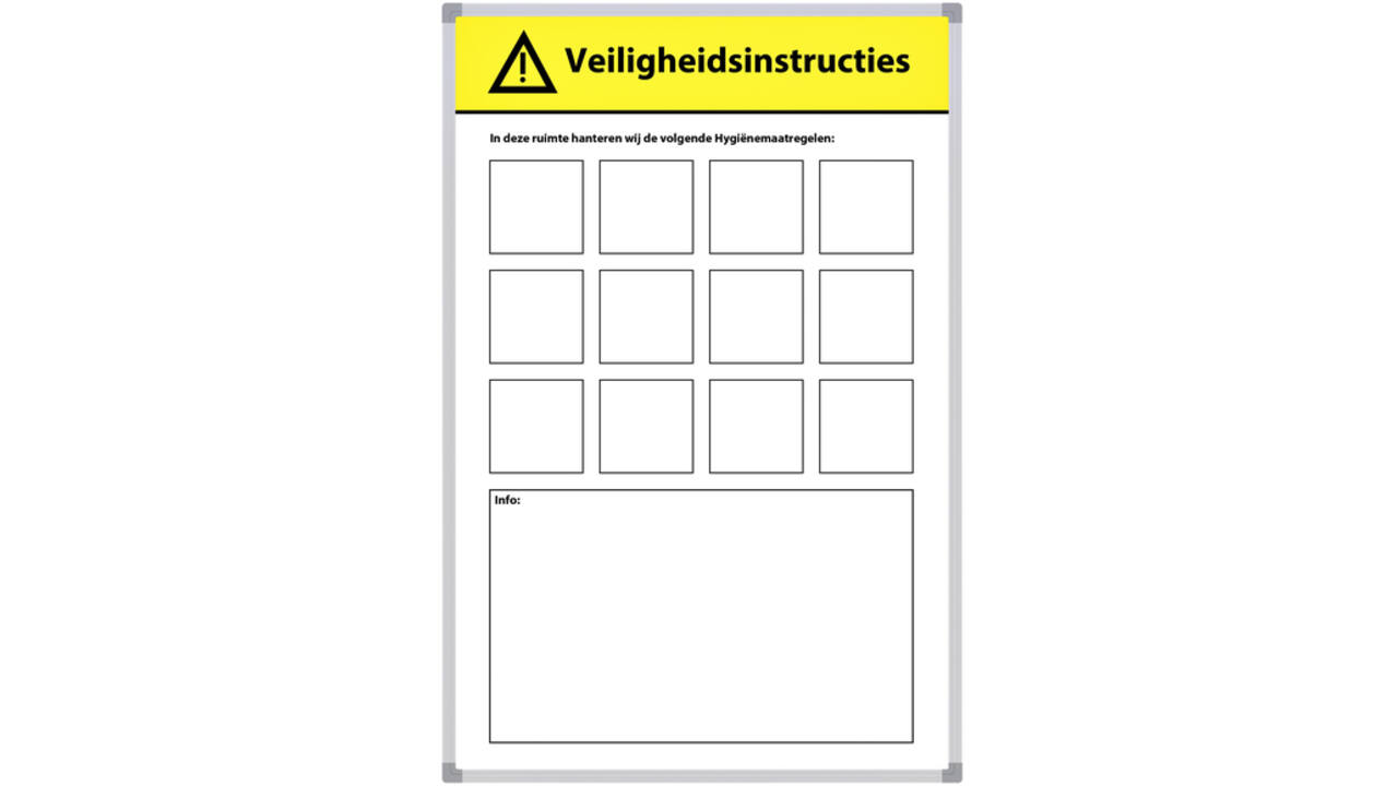 Veiligheidsbord Corona met wisselbare iconen Nederlandstalig 60x90cm