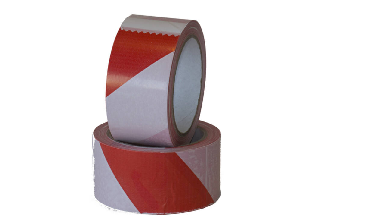 Waarschuwingstape IEZZY 50mmx66m rood/wit