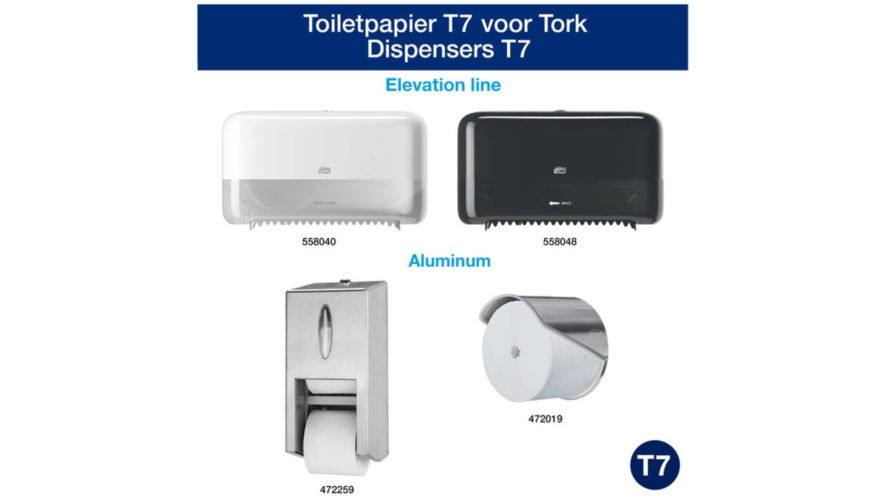 Toiletpapier Tork T7 hulsloos advanced mid-size 2-laags 900vel wit 472199