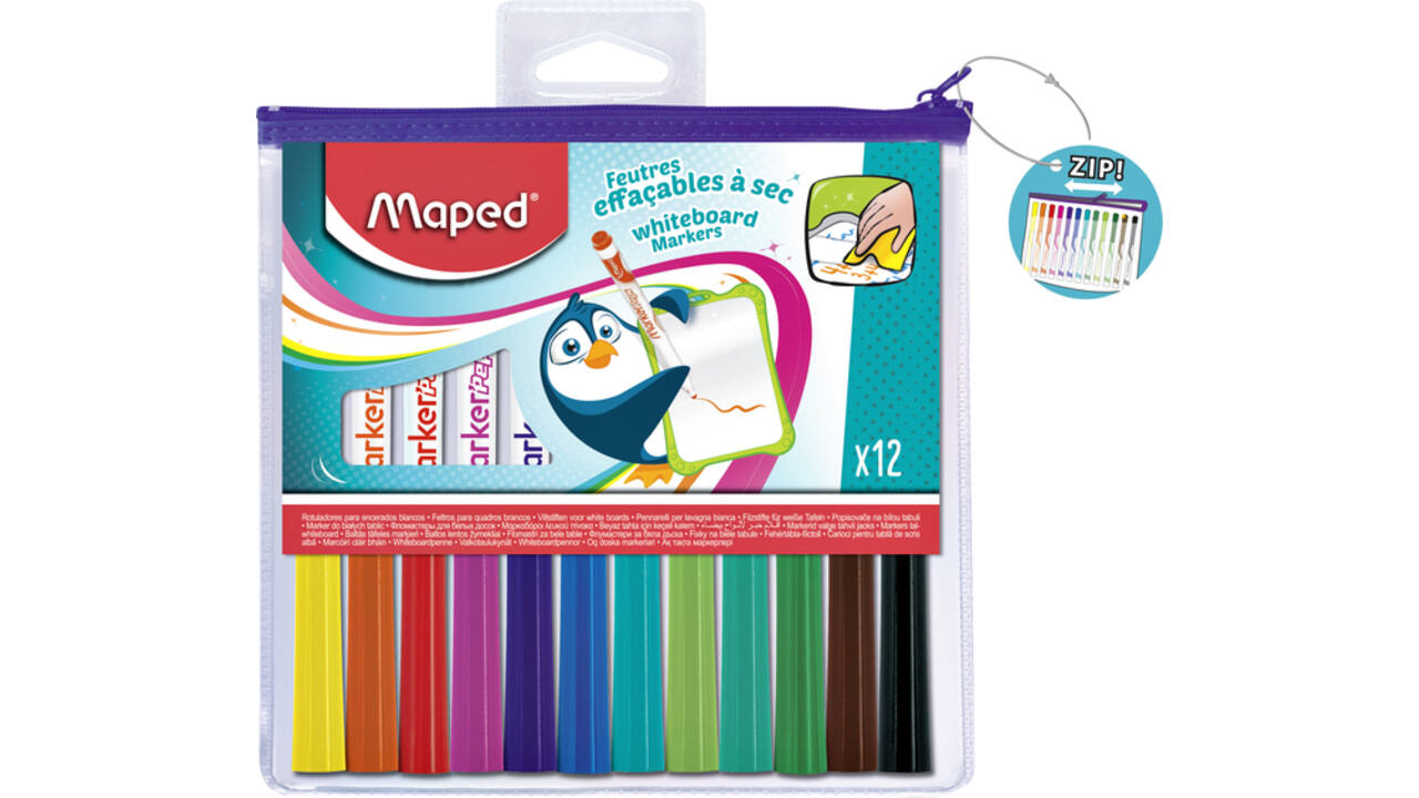 Viltstift Maped Marker'Peps whiteboard set á 12 kleuren