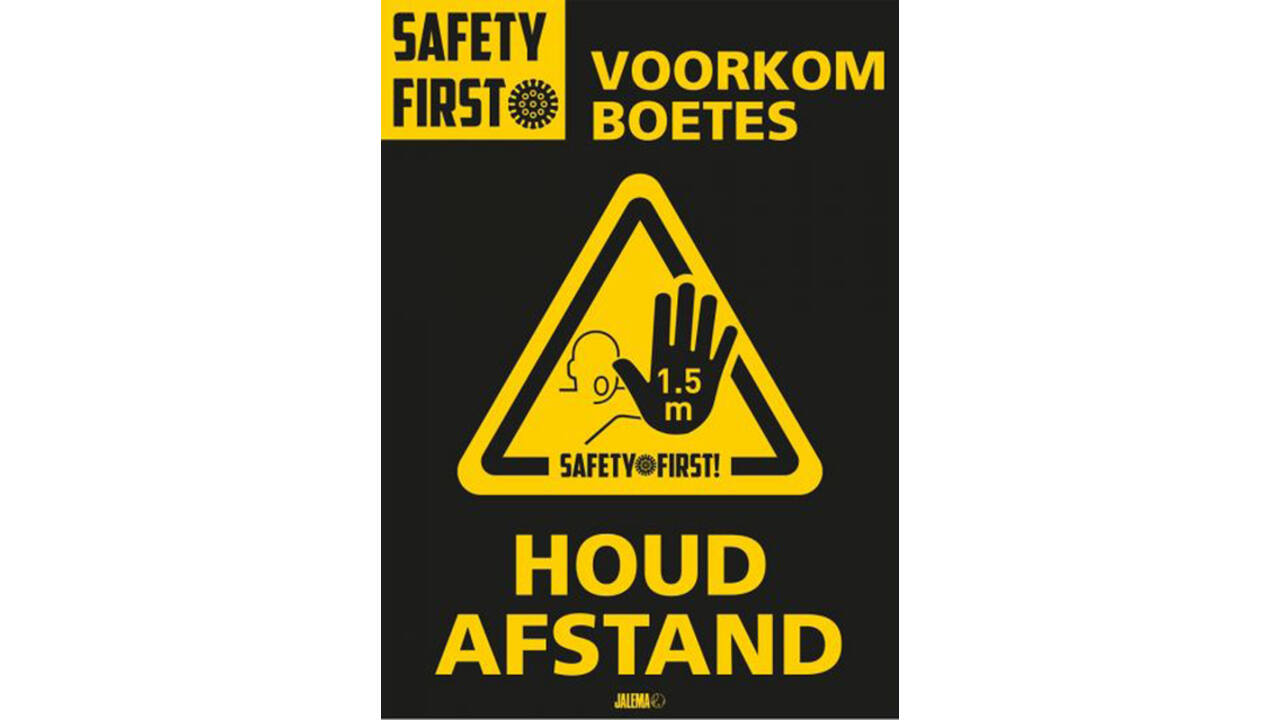 Deursticker A4 Djois "Houd afstand" 200 x 300 mm geel 2 stuks
