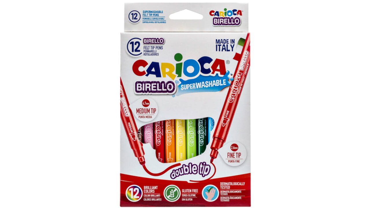 Viltstift Carioca Birello dubbelpunters assorti set à 12 stuks