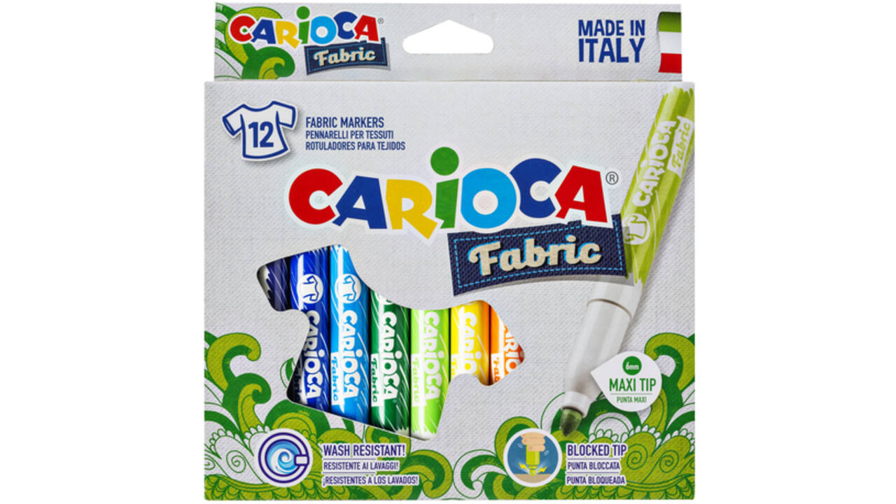 Viltstiften Carioca Textiel set à 12 kleuren