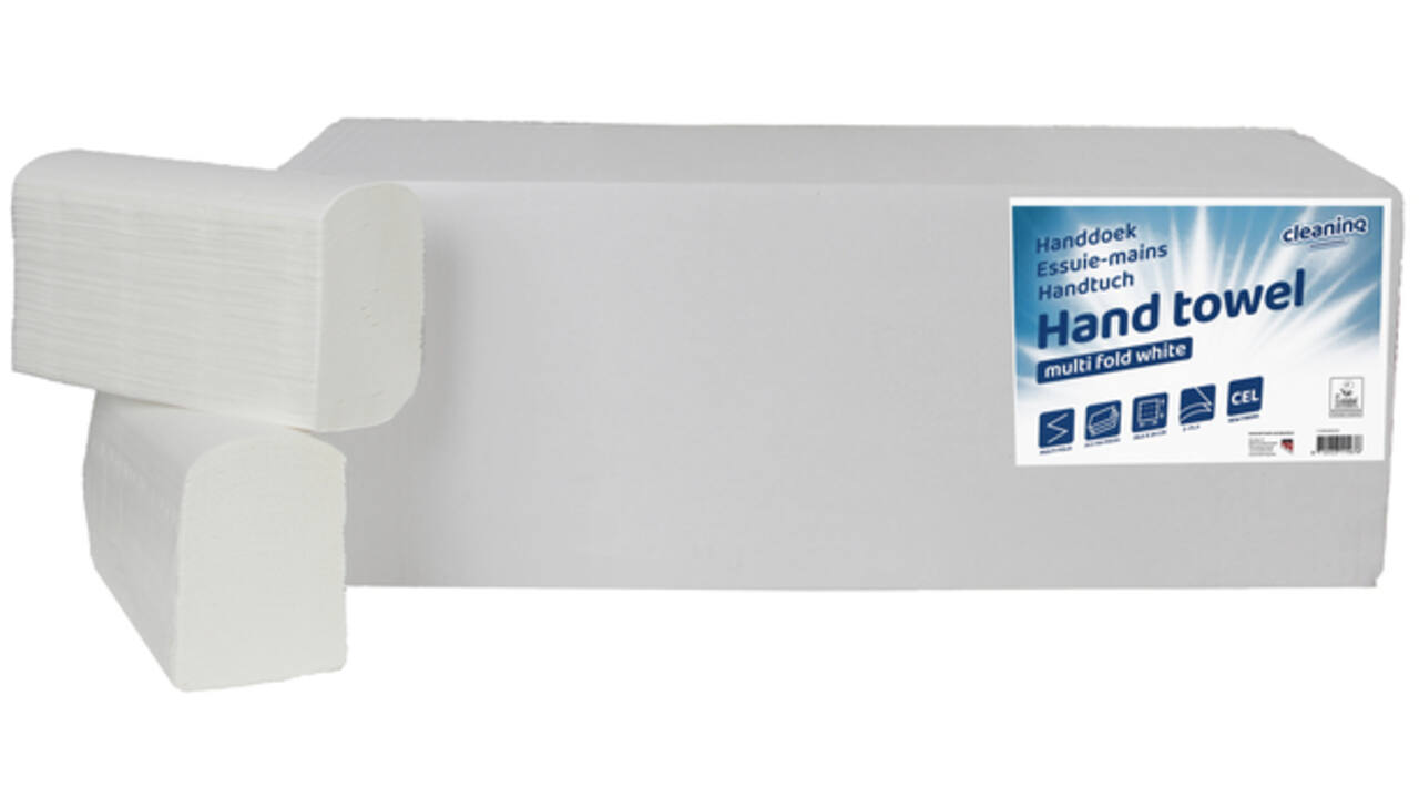 Handdoek Cleaninq H2 i-vouw 2-laags 206x240mm 25x150 vel wit