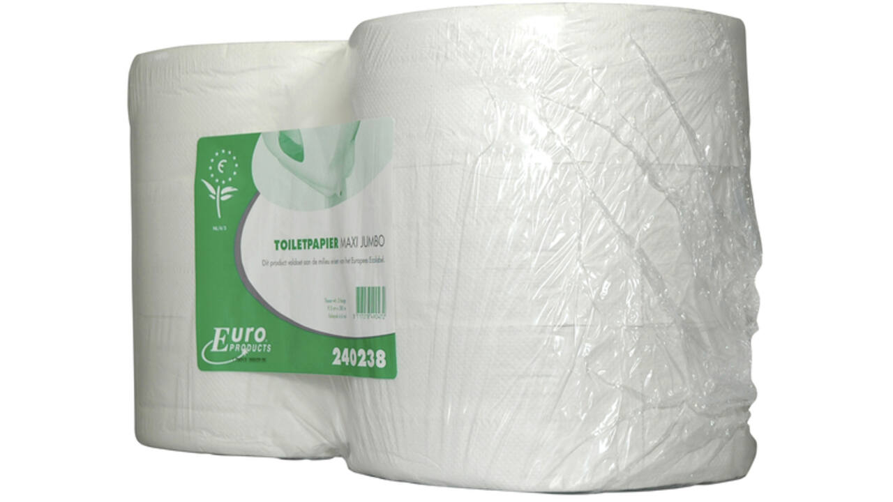 Toiletpapier Euro Products P4 maxi jumbo 2l recycled 380m wit 240238