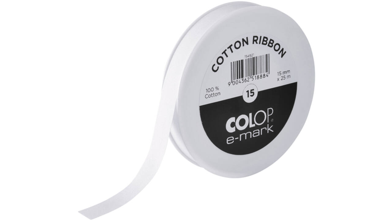 Lint Colop E-Mark 15mmx25m wit