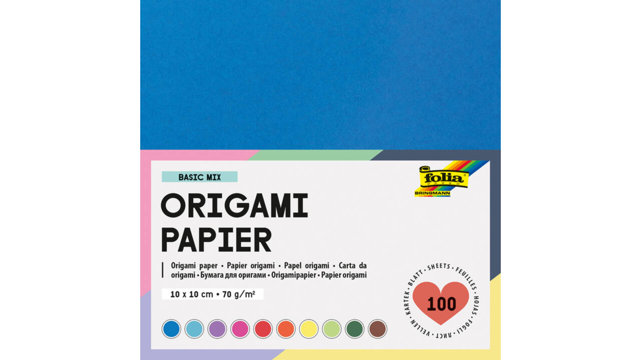 Origami papier Folia 70gr 10x10cm 100 vel assorti kleuren