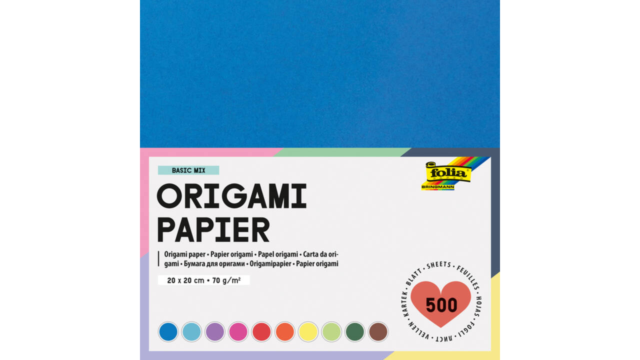 Origami papier Folia 70gr 20x20cm 500 vel assorti kleuren