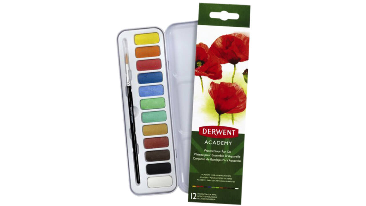 Aquarelverf Derwent 12 kleuren assorti