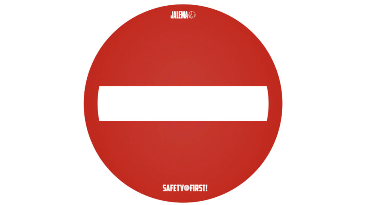 Vloersticker Djois geen doorgang voor ruwe vloeren Ø350mm Rood