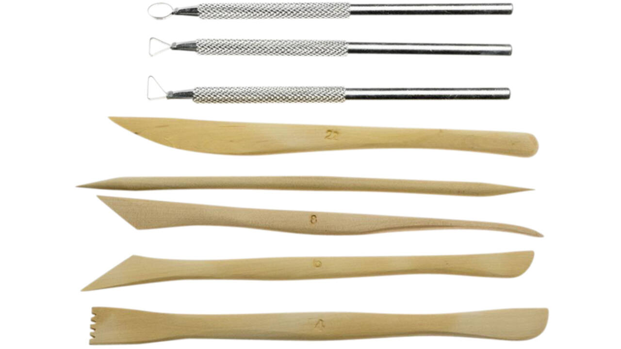 Boetseerspatel Conda set 8 stuks hout & metaal
