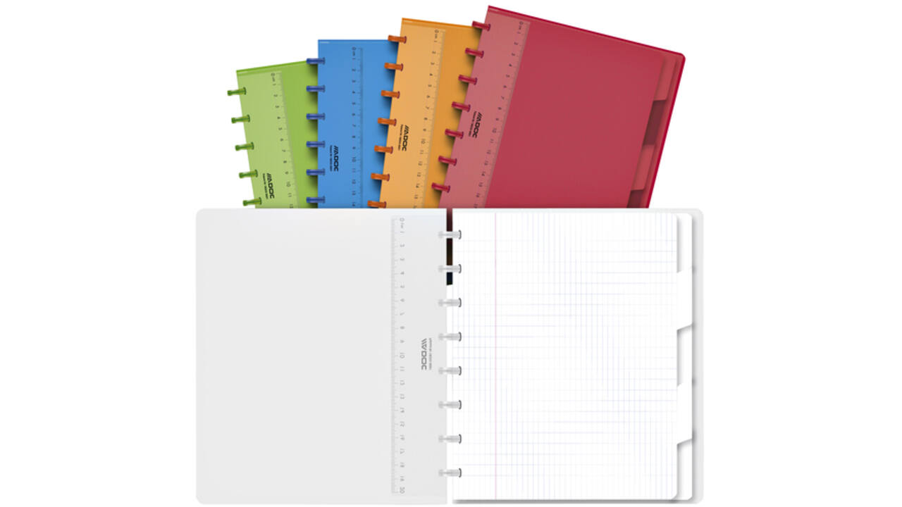 Schrift Adoc A5 ruit 4x8mm 144 pagina's 90gr met 5 tabbladen assorti