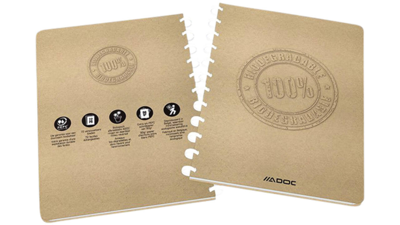 Schrift Adoc BIO A4 ruit 5x5mm 144 pagina's 90gr kraft