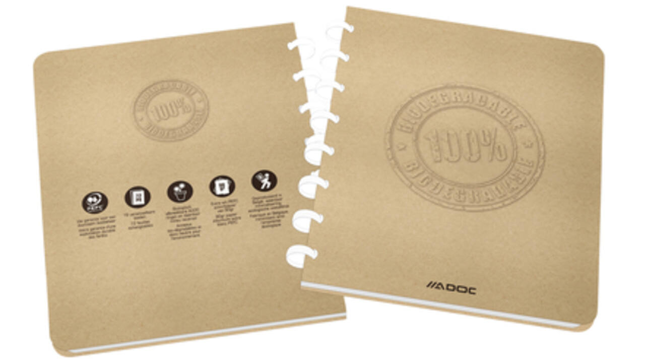 Schrift Adoc BIO A5 ruit 5x5mm 144 pagina's 90gr kraft