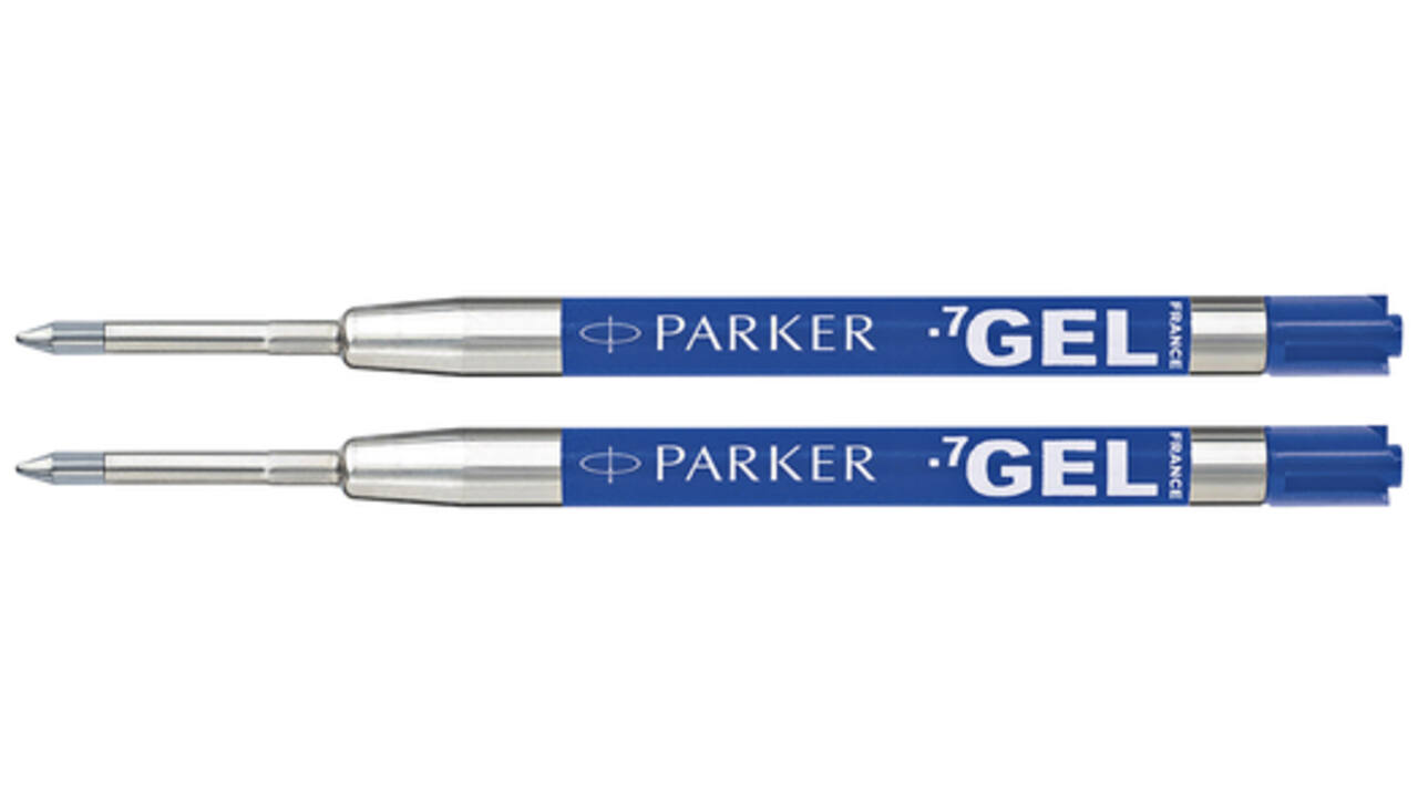 Gelschrijvervulling Parker Quink medium blauw blister à 2 stuks