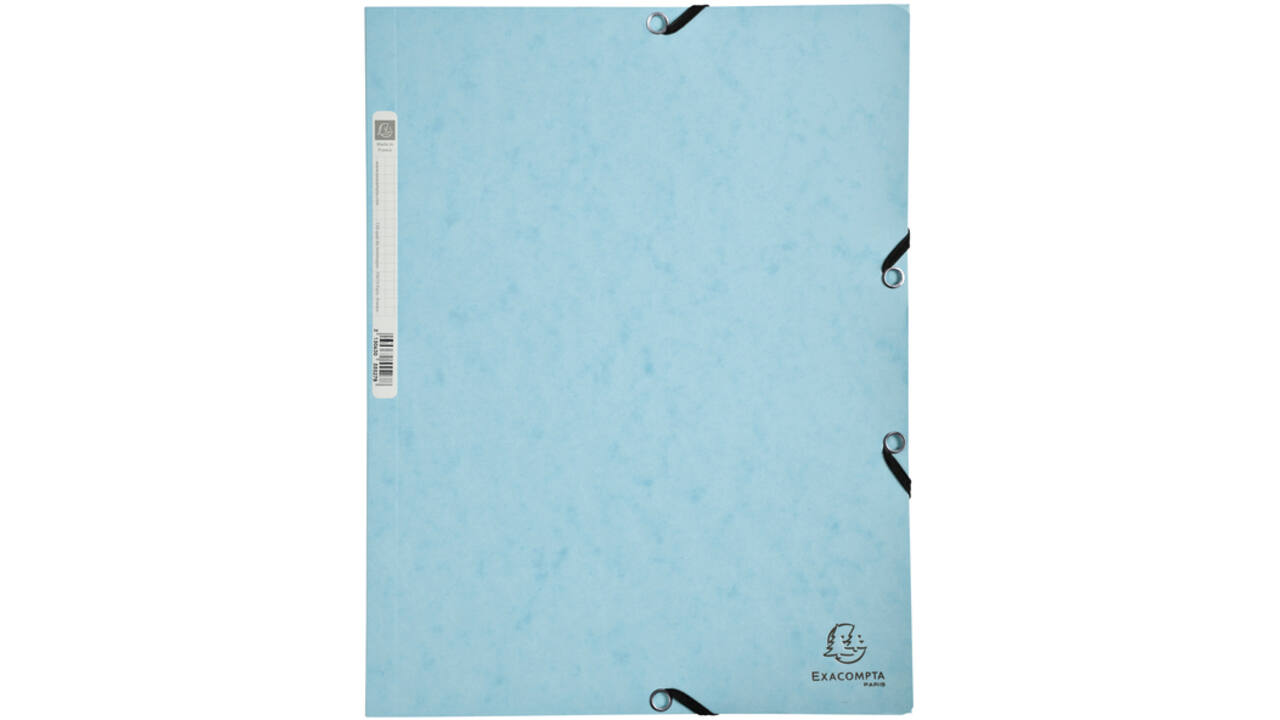 Elastomap Exacompta Aquarel A4 3 kleppen 400gr glanskarton blauw