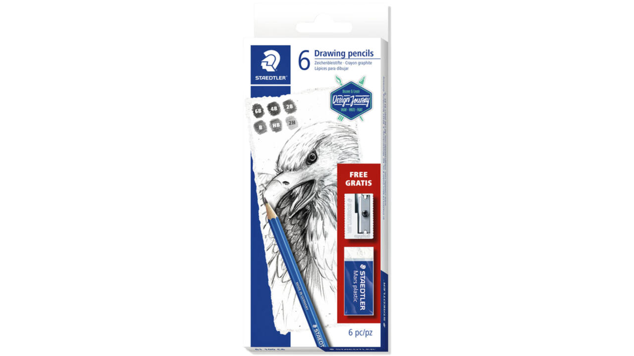 Potlodenset Staedtler Design Journey Lumograph met gratis gum en puntenslijper