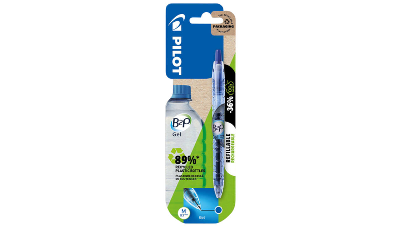 Gelschrijver PILOT Begreen B2P medium blauw blister à 1 stuk