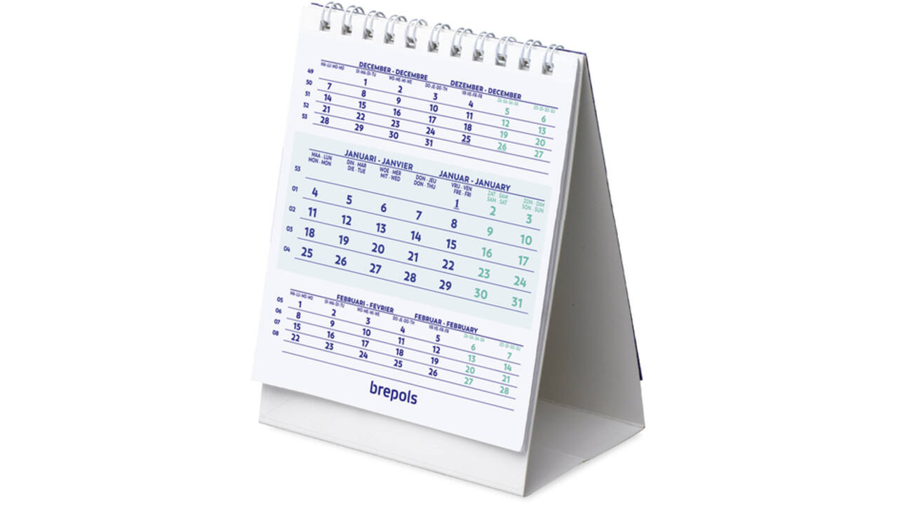 3-Maandsbureaukalender 2027 Brepols 10.5x13cm