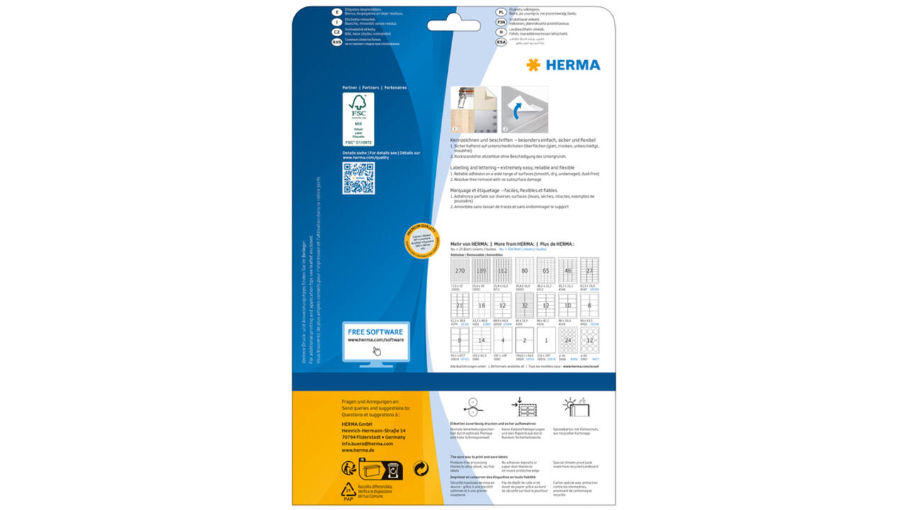 Etiket HERMA 10017 A4 99.1x42.3mm verwijderbaar wit