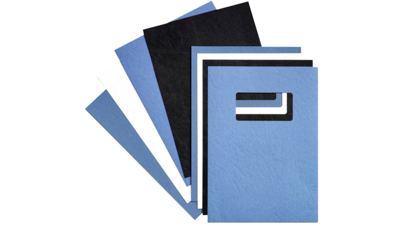 Voorblad GBC A4 lederlook met venster blauw 50stuks