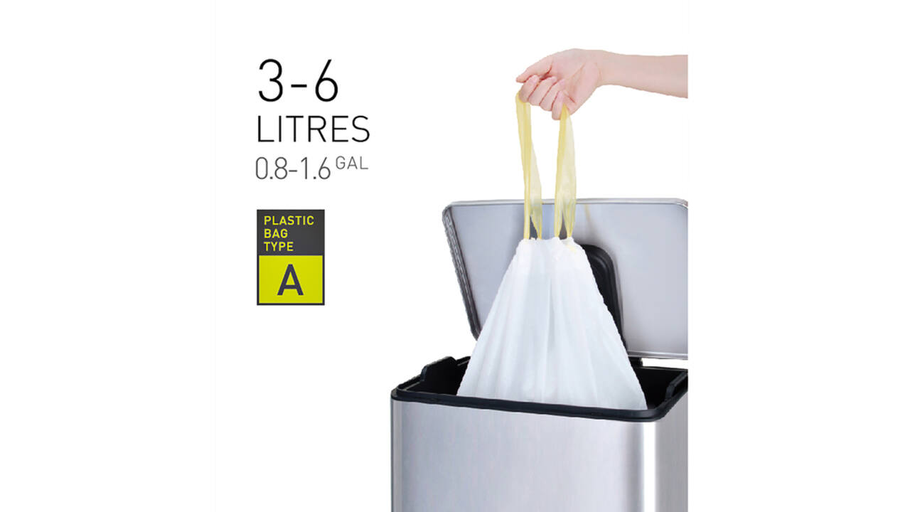 Afvalzak EKO MDPE type A met trekband 35x40cm 3-6L wit