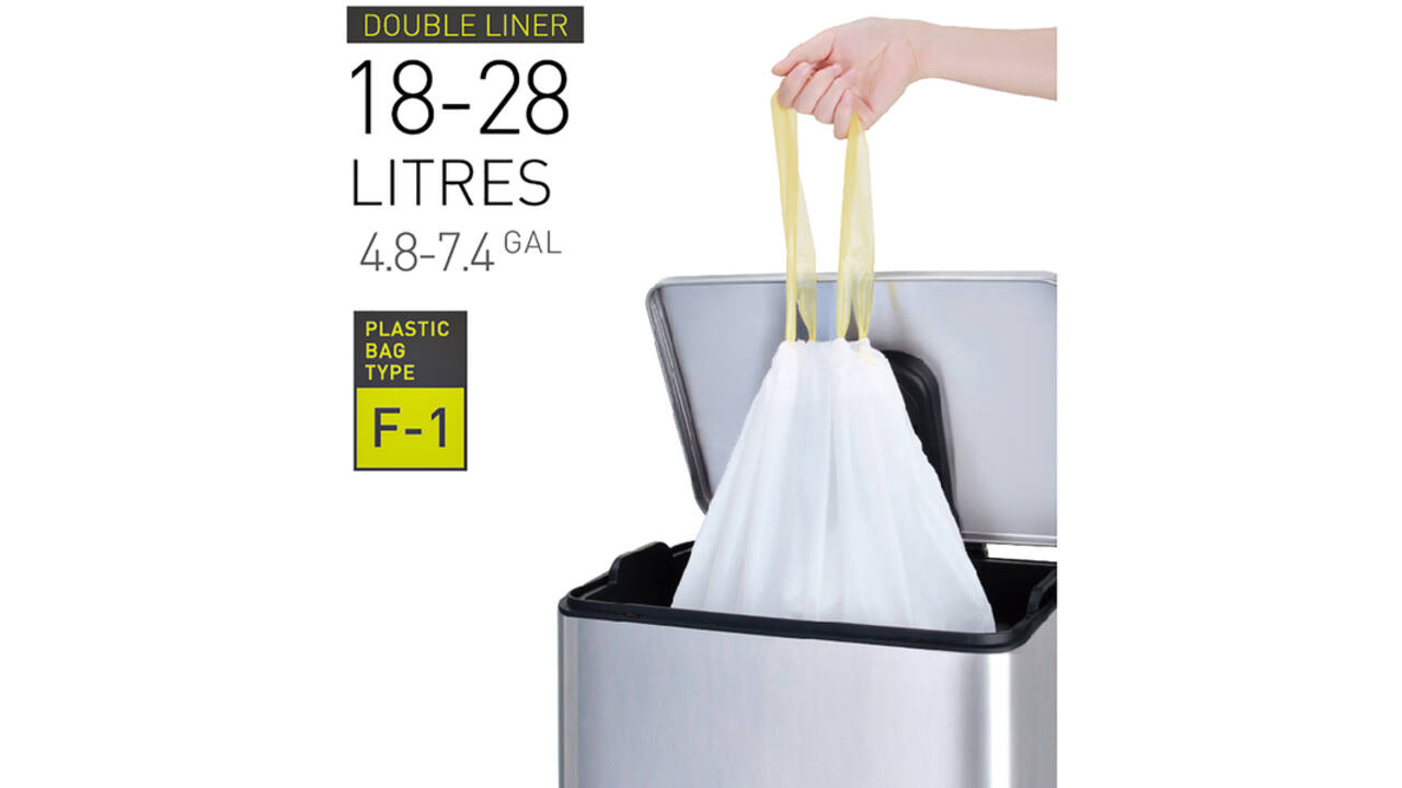 Afvalzak EKO MDPE type F1 met trekband 49x68cm 18-28L wit