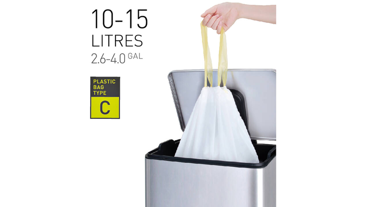 Afvalzak EKO MDPE type C met trekband 45x50cm 10-15L wit
