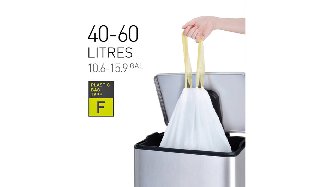 Afvalzak EKO MDPE type F met trekband 64x75cm 40-60L wit