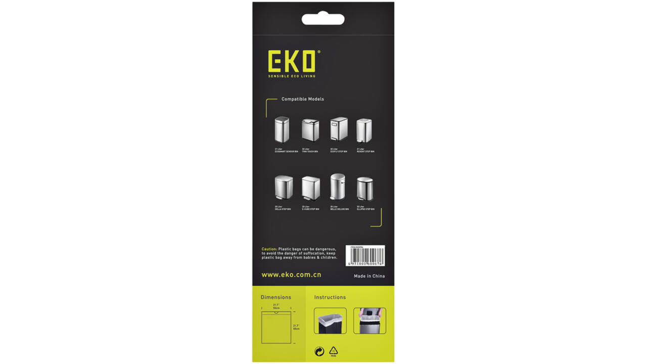 Afvalzak EKO MDPE type D met trekband 55x55cm 18-21L wit