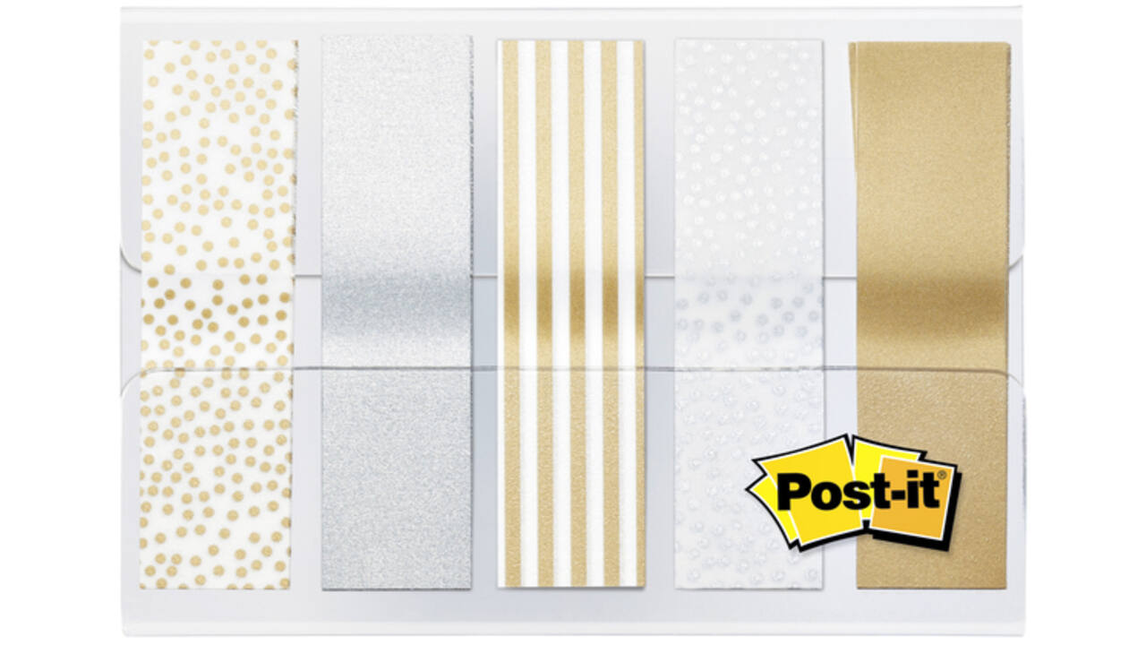 Indextabs Post-it 684 12mmx43mm metallic motief goud zilver