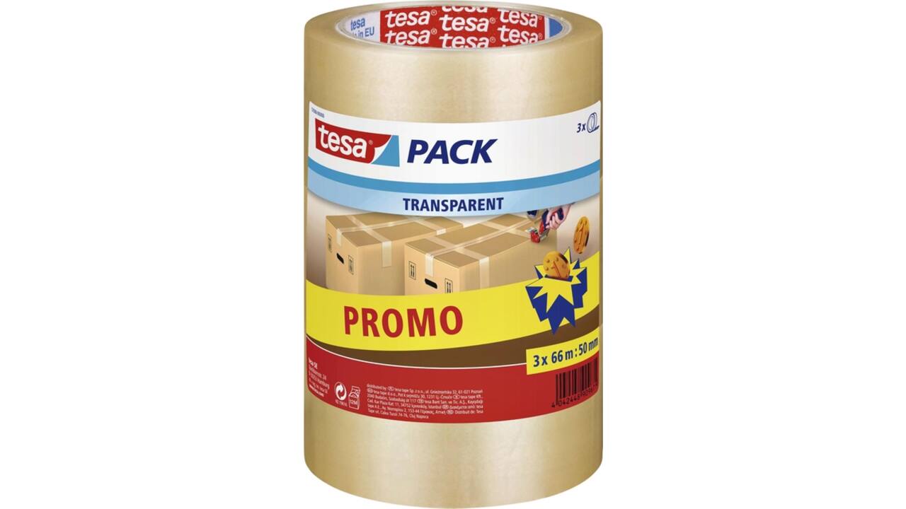 Verpakkingstape tesapack® 66mx50mm transparant promopack