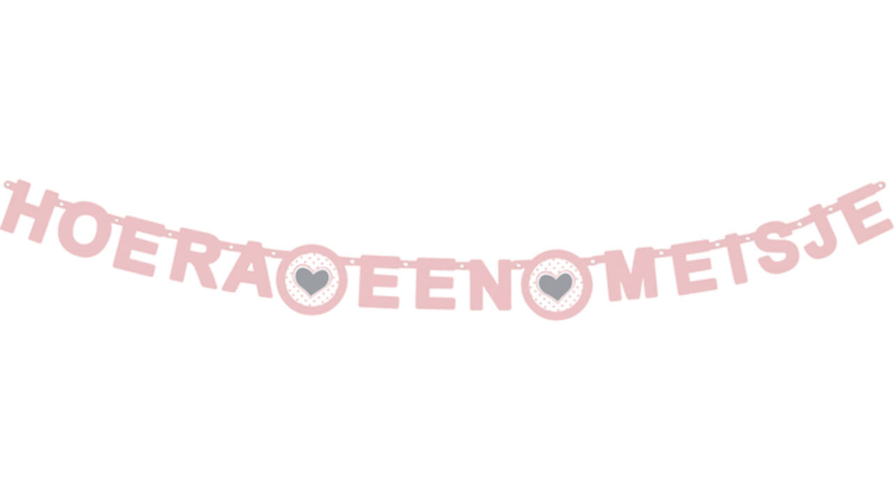 Letterslinger ''Hoera een meisje'' roze