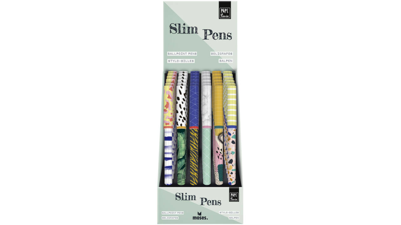 Balpen vrolijke print 6 assorti Slim pens