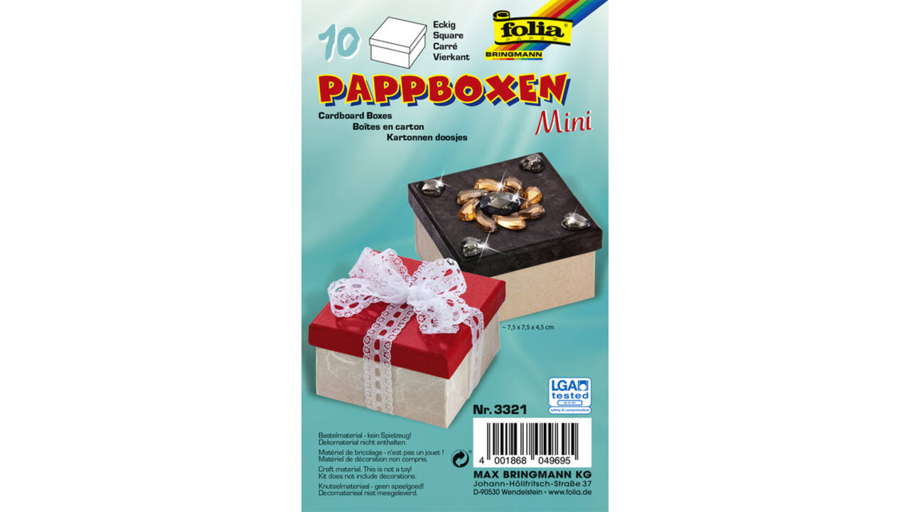 Doos karton Folia mini 7,5x7,5x4,5cm 10 stuks kraft