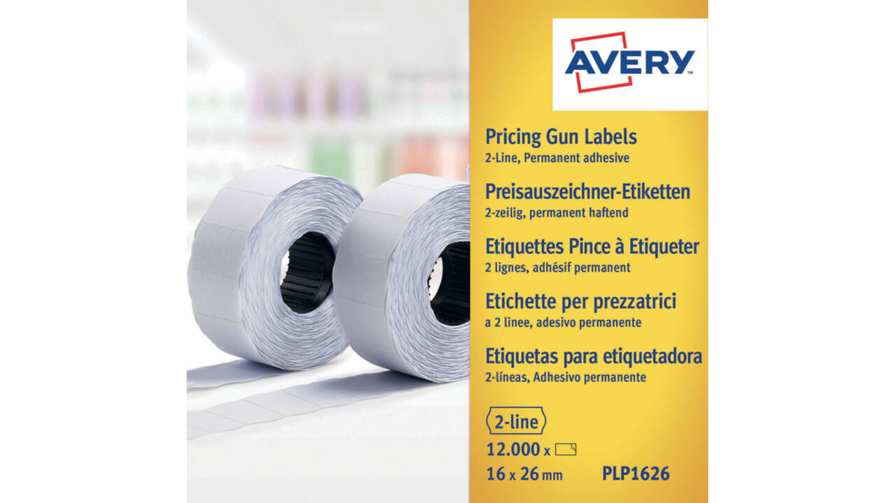 Prijsetiket Avery PLP1626 16mmx26mm permanent wit