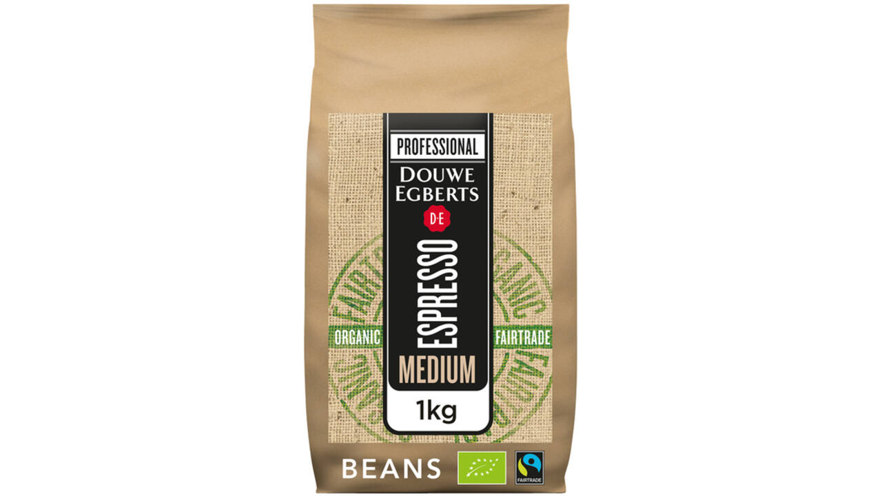 Koffie Douwe Egberts espresso bonen medium roast Organic en Fairtrade 1kg