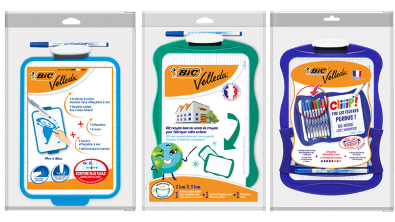 Whiteboard Bic Velleda 21x31cm inclusief stift en wisser recycle