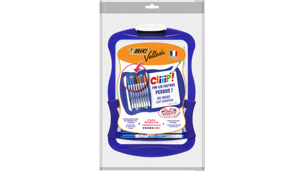Whiteboard Bic Velleda 21x31cm inclusief 8 stiften en wisser