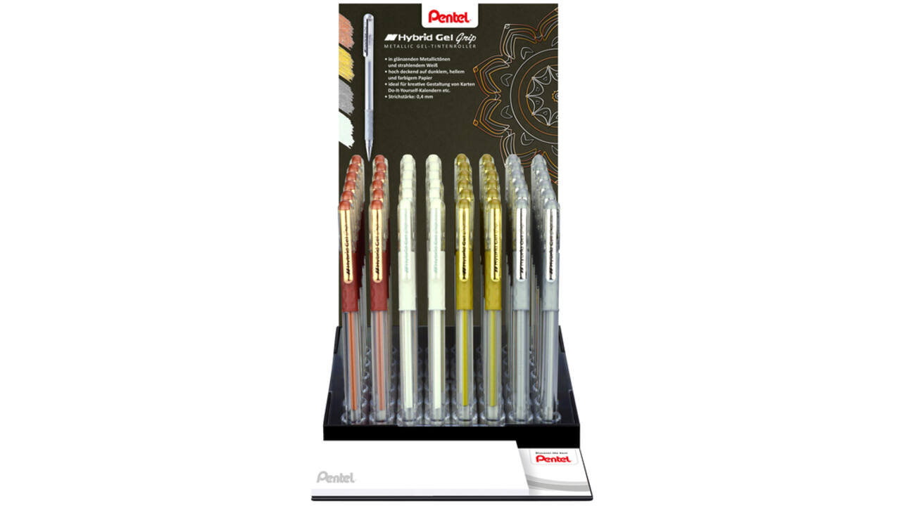Gelschrijver Pentel K118 Grip medium assorti 4 kleuren